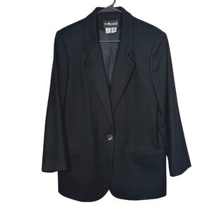Sag Harbor Women's Vintage 100% Wool Black Blazer Sz 12P / Vintage Sz 14P Career